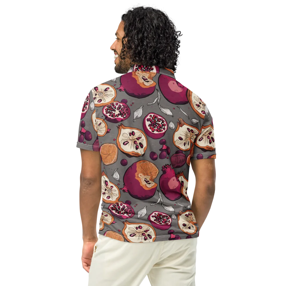Still Life Season on Men's Slim Fit Polo Shirt — Back