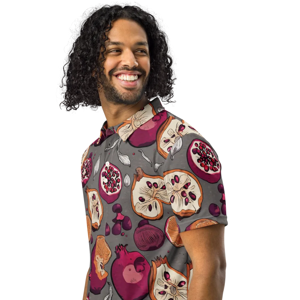 Still Life Season on Men's Slim Fit Polo Shirt — Left Front