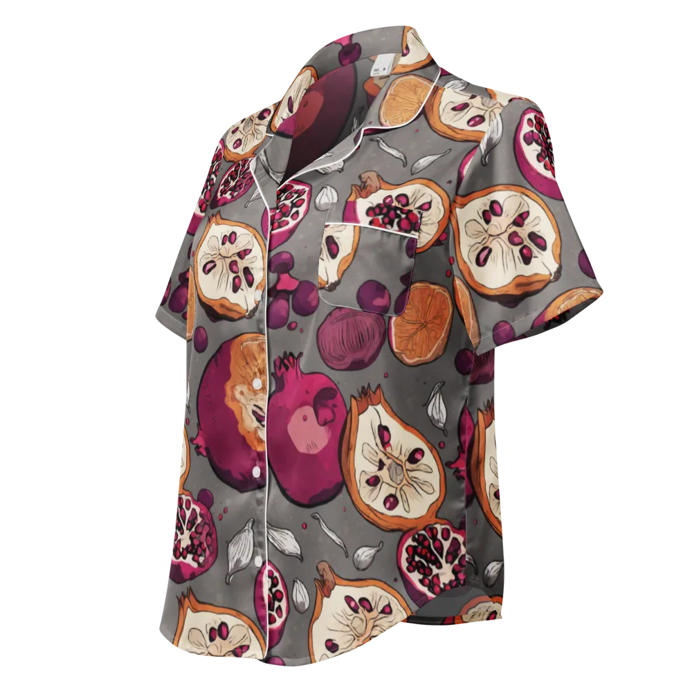 Still Life Season on Women's Short Sleeve Pajama Top — Left Front