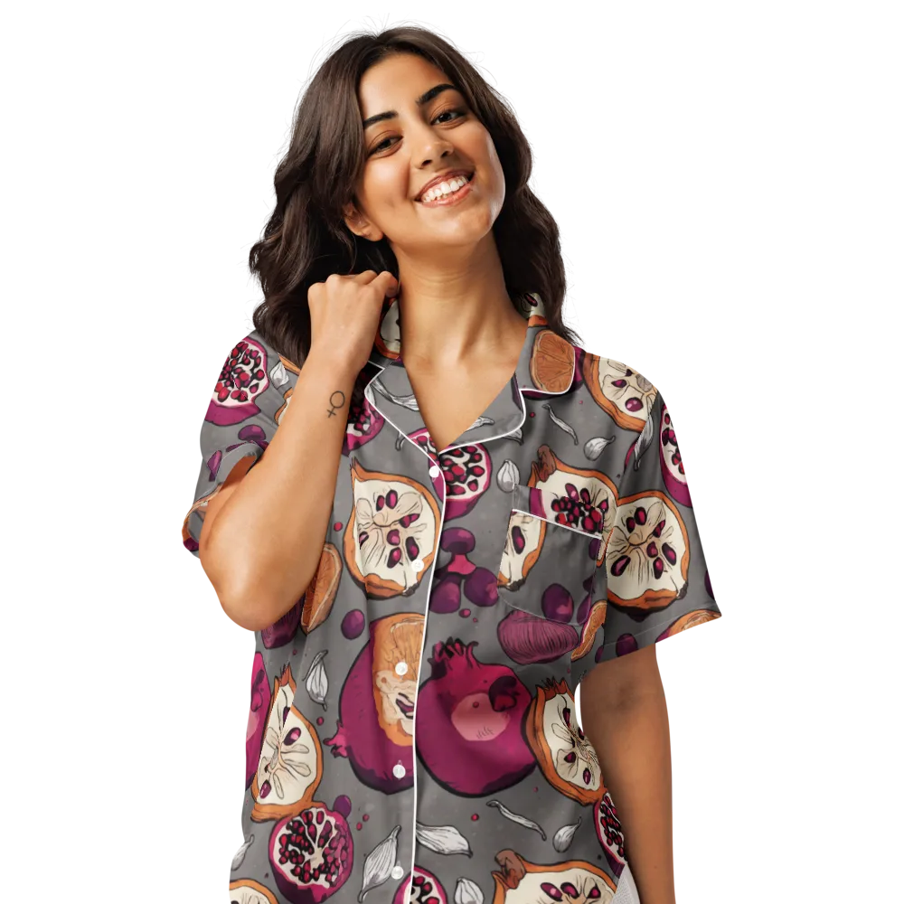 Still Life Season on Women's Short Sleeve Pajama Top — Front