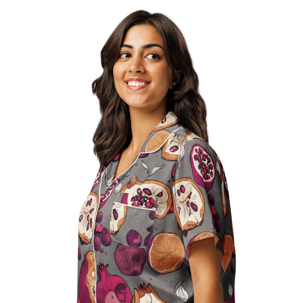 Still Life Season on Women's Short Sleeve Pajama Top — Left Front