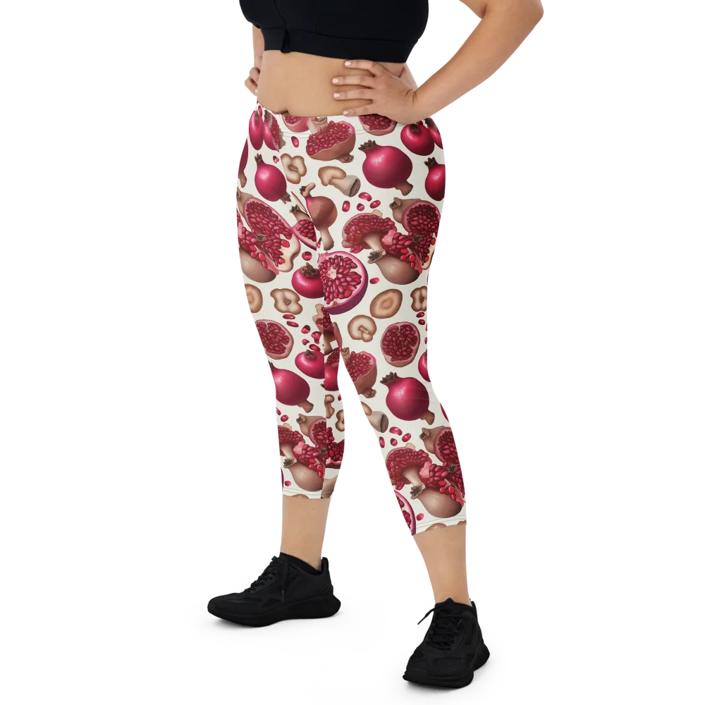 Mushroom Garnet on Capri Leggings — Front