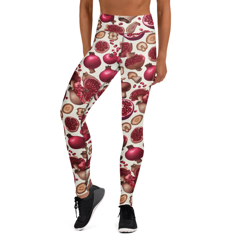 Mushroom Garnet on Yoga Leggings — Front