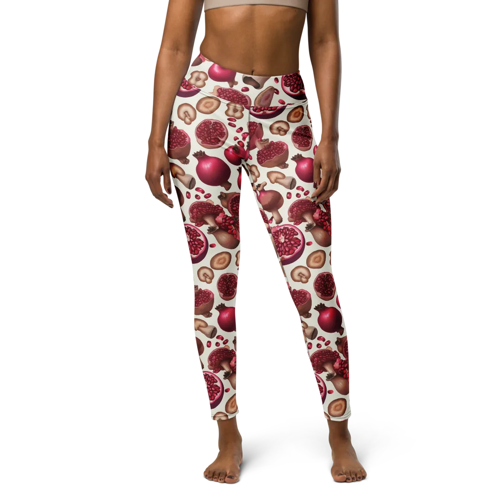 Mushroom Garnet on Yoga Leggings — Front