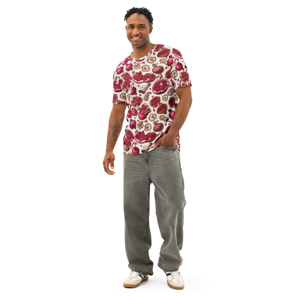 Mushroom Garnet on Men's Cotton Crew Neck T-Shirt — Front