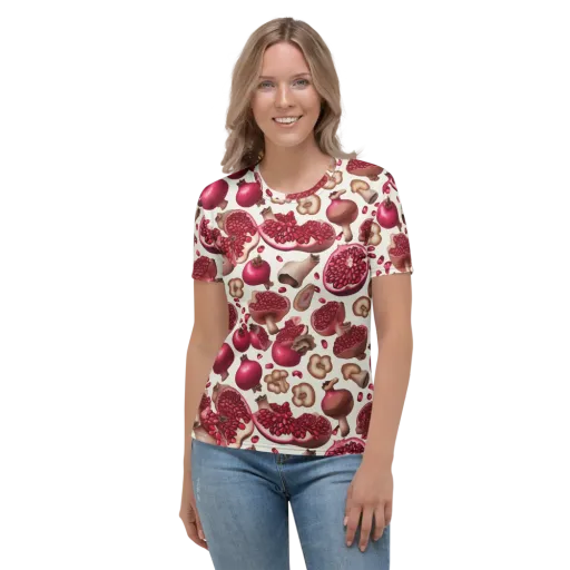 Mushroom Garnet on a Women's Crew Neck T-Shirt