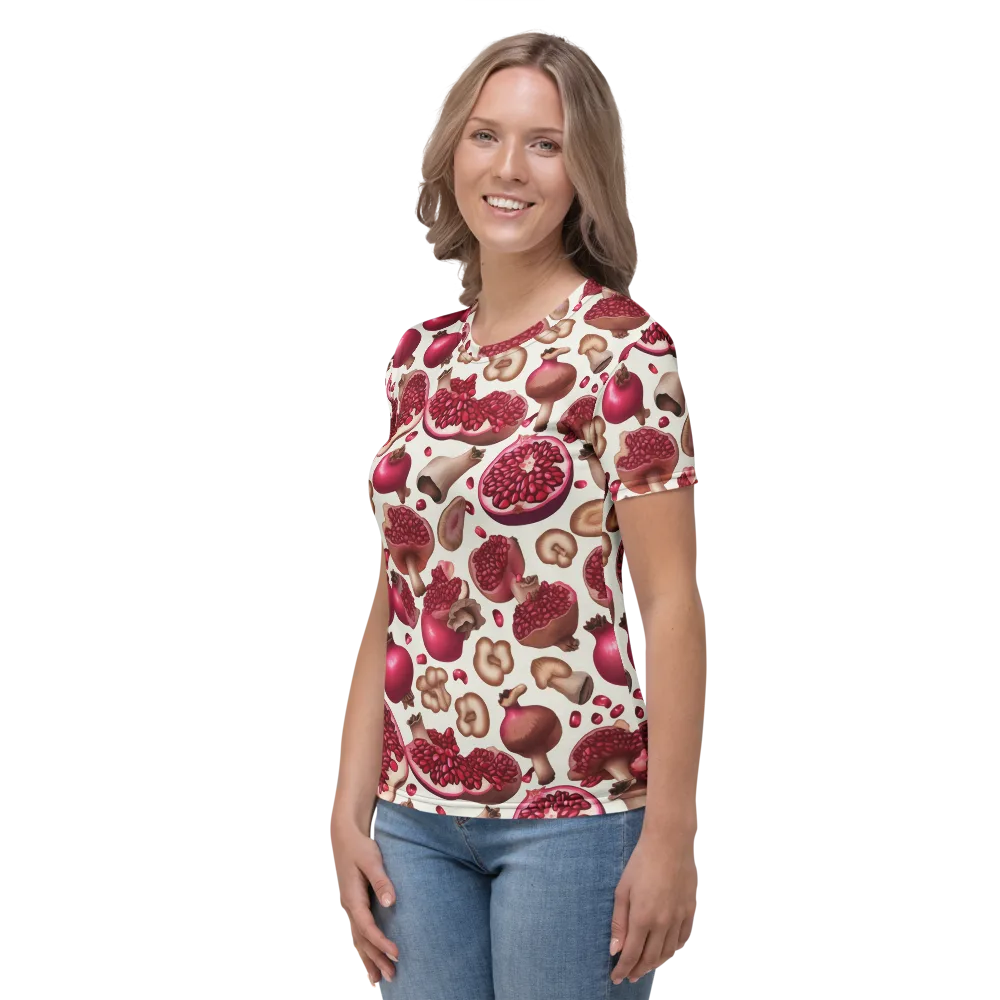 Mushroom Garnet on Women's Crew Neck T-Shirt — Left