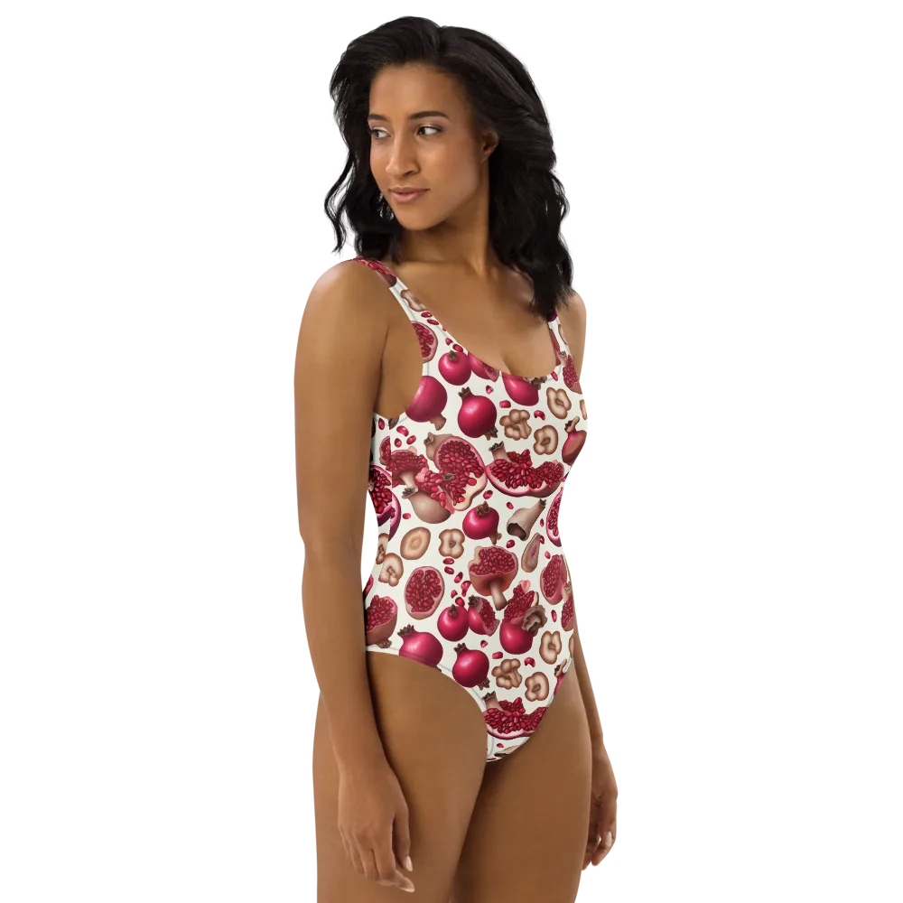 Mushroom Garnet on One-Piece Swimsuit — Right