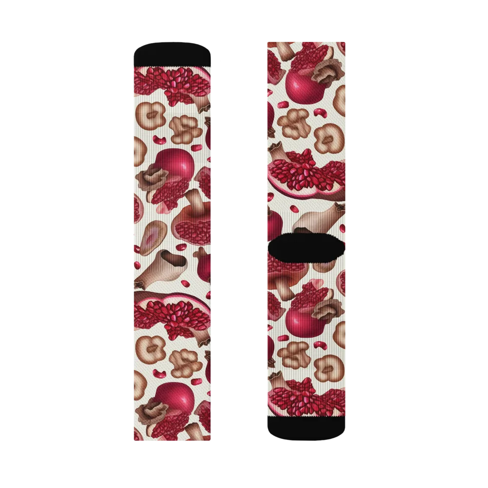 Mushroom Garnet on Socks — Right Sock