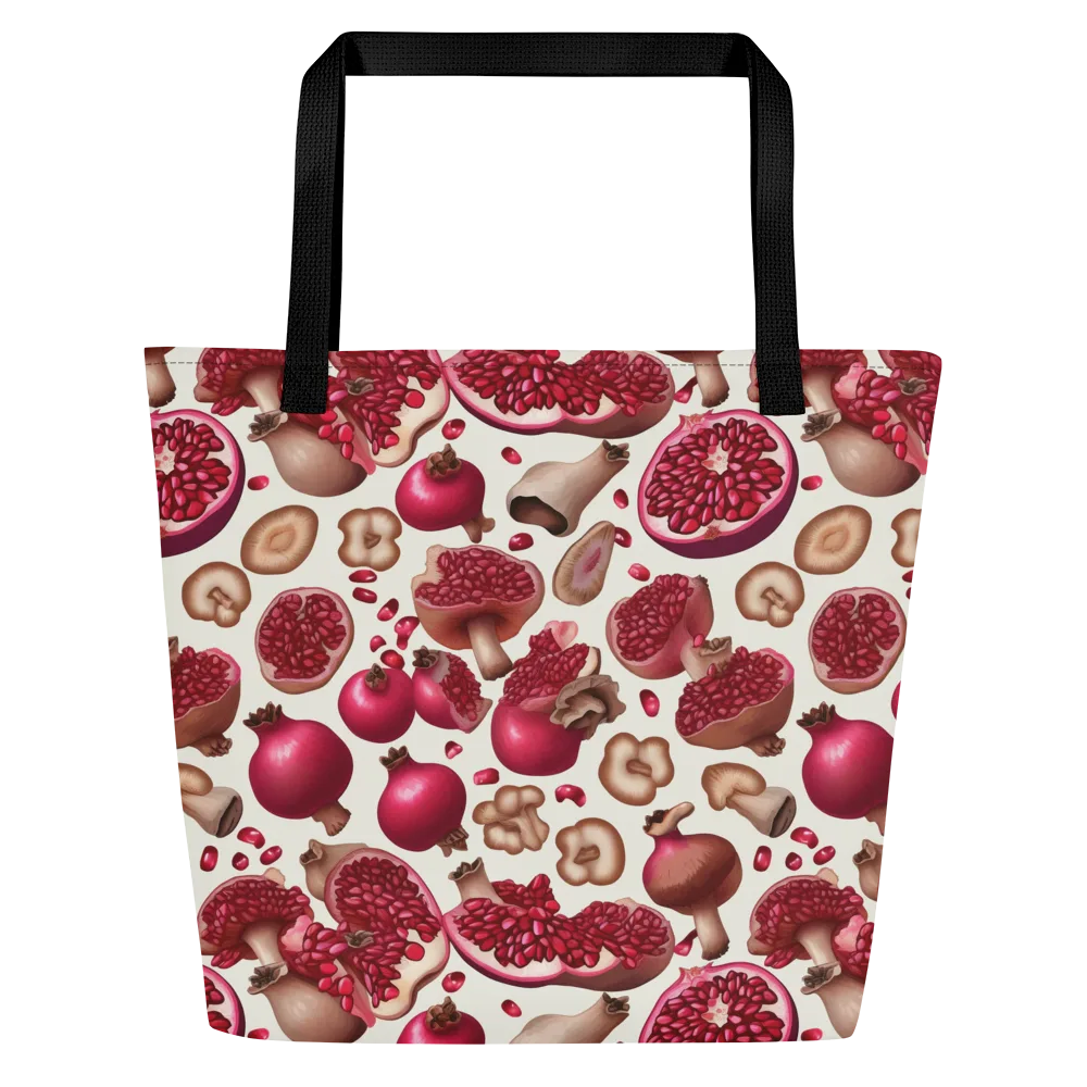 Mushroom Garnet on Large Tote Bag W/ Pocket — Front