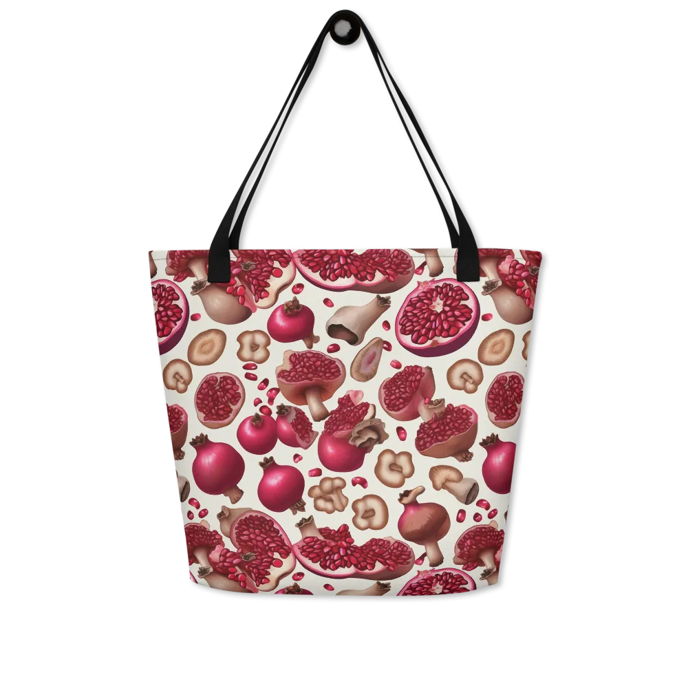Mushroom Garnet on Large Tote Bag W/ Pocket — Front