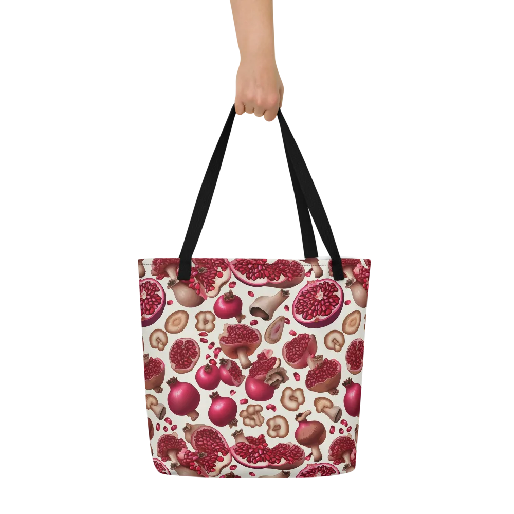 Mushroom Garnet on Large Tote Bag W/ Pocket — Front