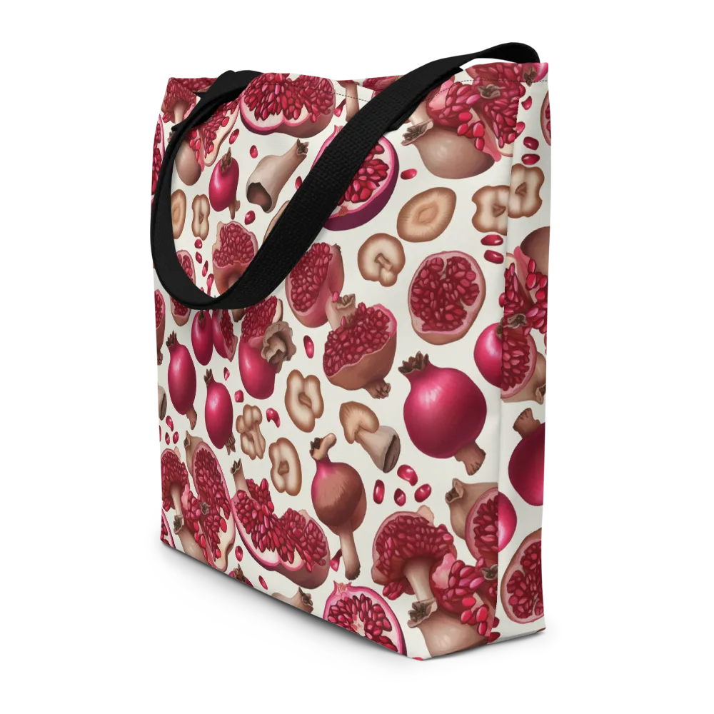 Mushroom Garnet on Large Tote Bag W/ Pocket — Front