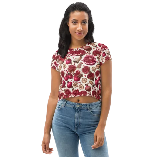 Mushroom Garnet on a Crop Tee