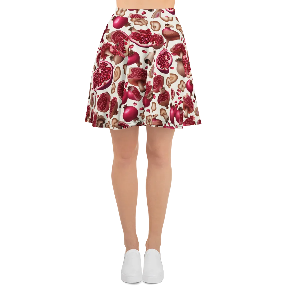 Mushroom Garnet on Skater Skirt — Front
