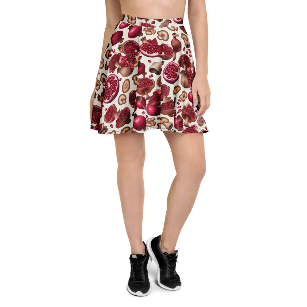 Mushroom Garnet on Skater Skirt — Front