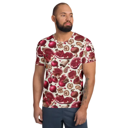 Mushroom Garnet on a Men's Athletic T-Shirt