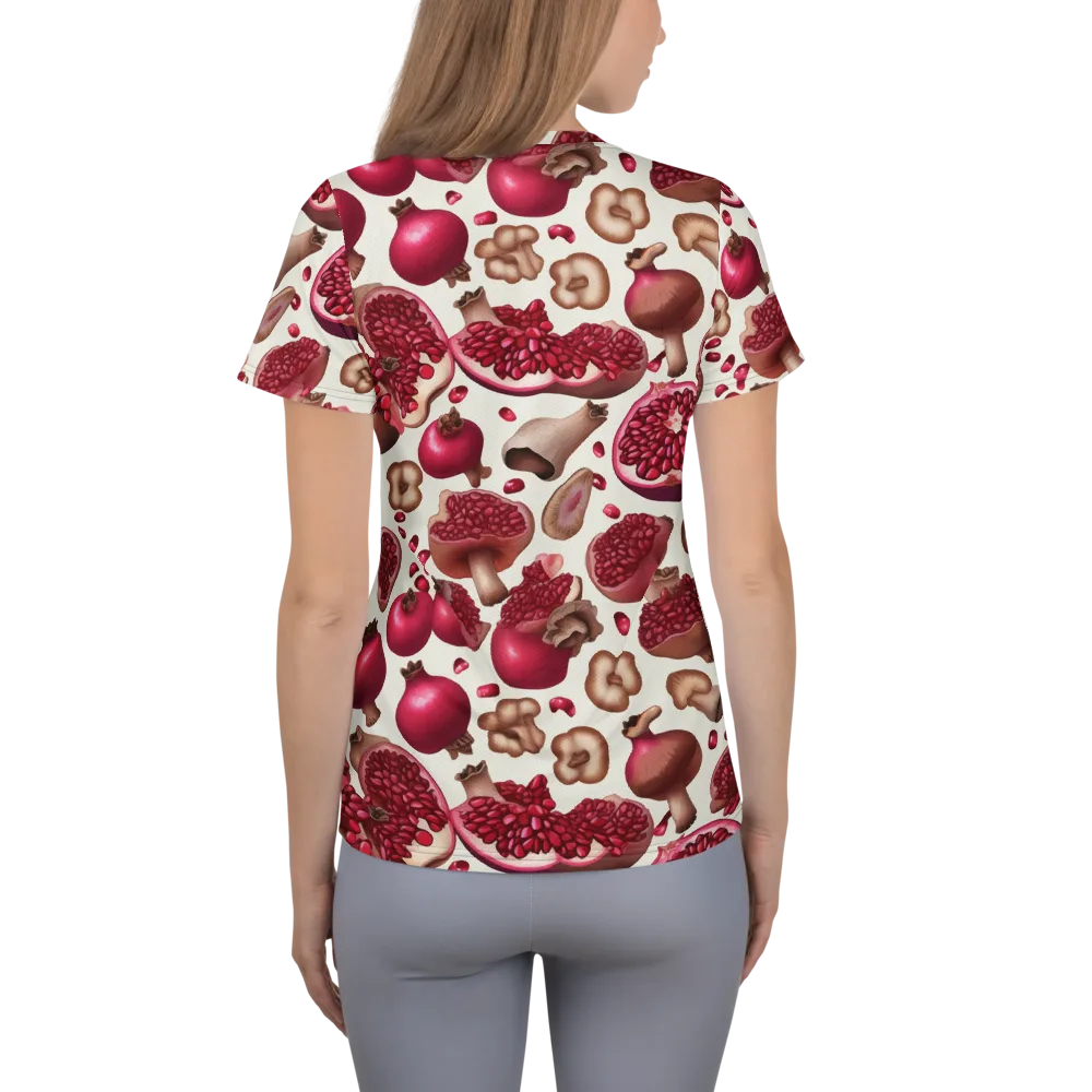 Mushroom Garnet on Women's Athletic T-Shirt — Back