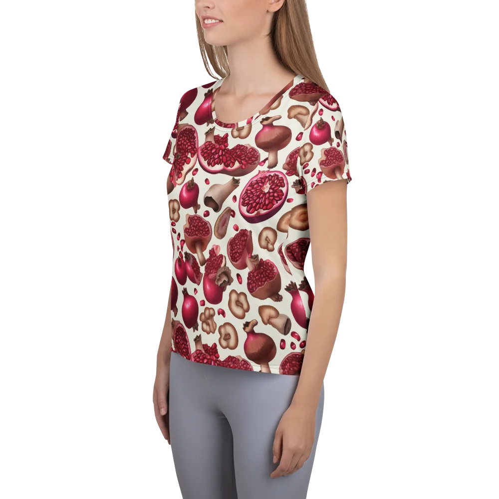 Mushroom Garnet on Women's Athletic T-Shirt — Left