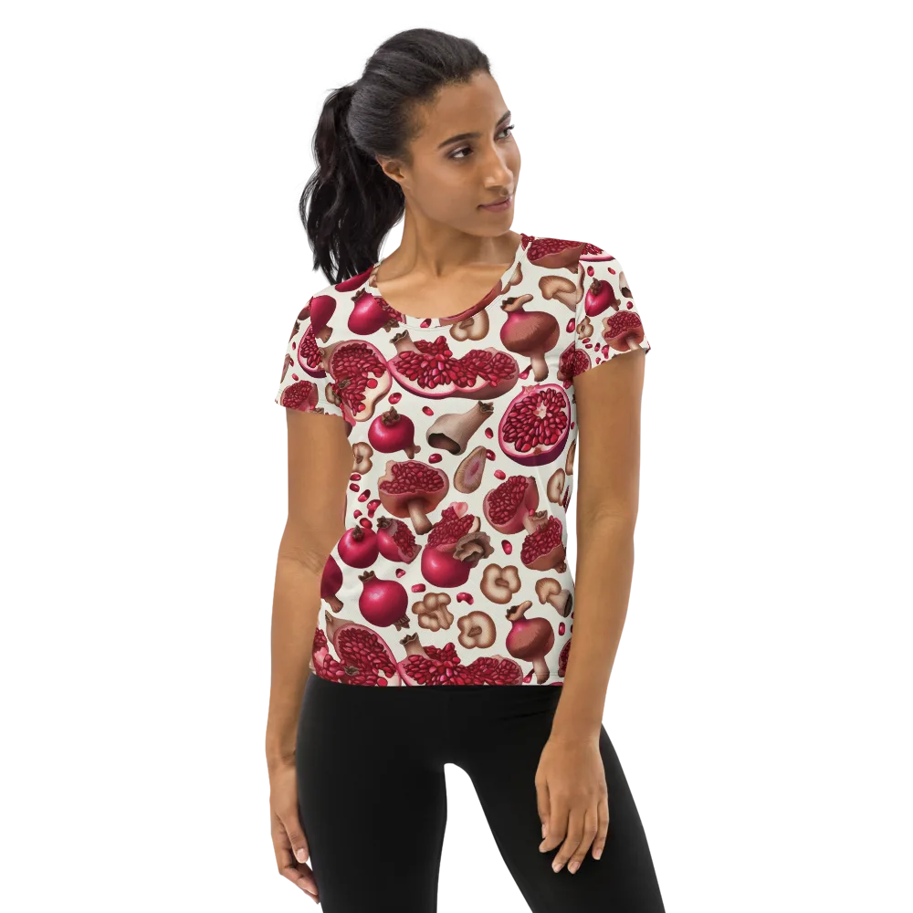 Mushroom Garnet on Women's Athletic T-Shirt — Front