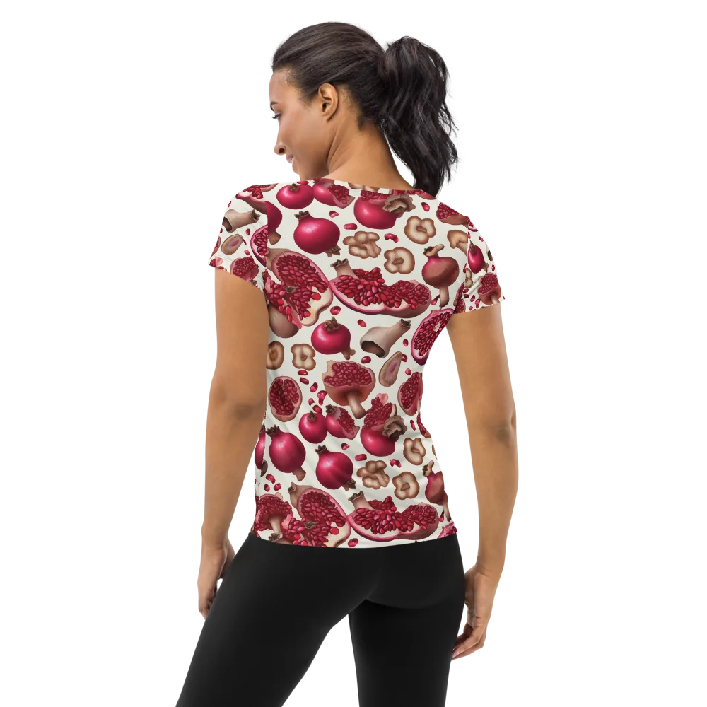 Mushroom Garnet on Women's Athletic T-Shirt — Back
