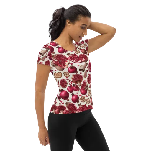 Mushroom Garnet on a Women's Athletic T-Shirt