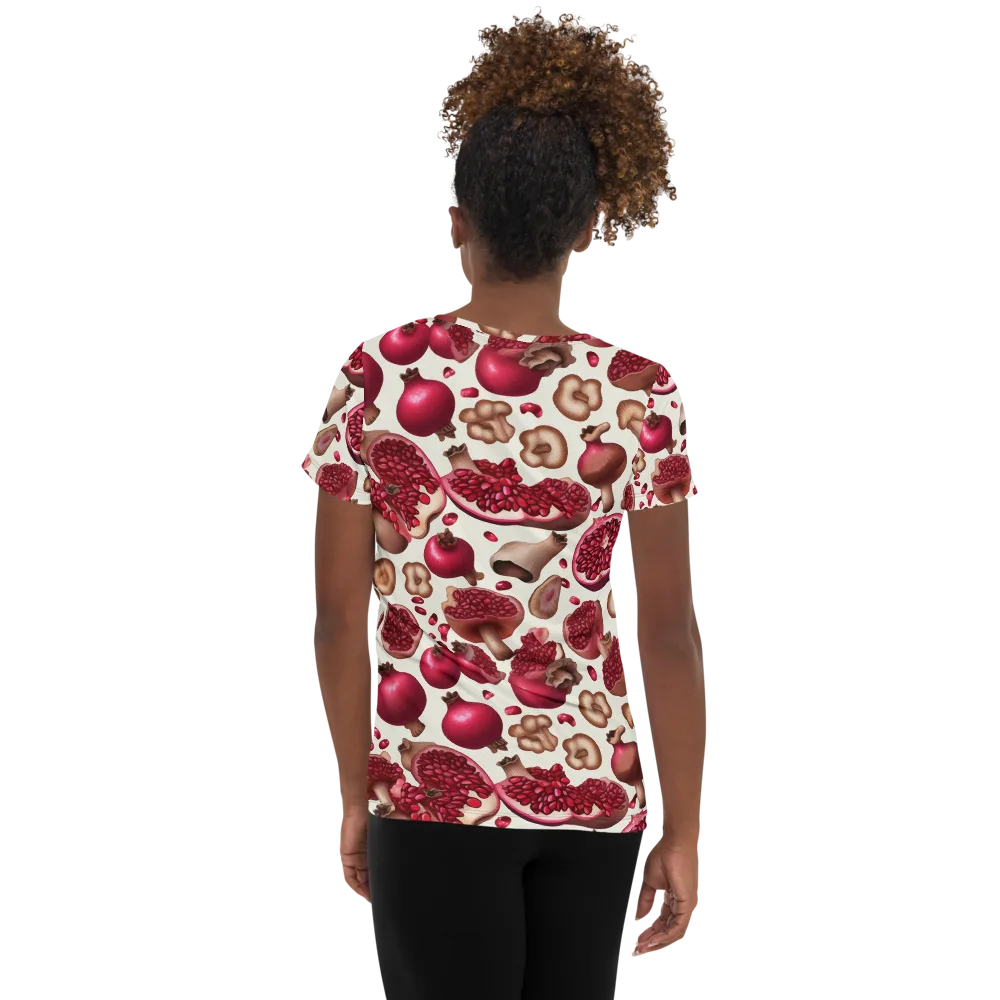 Mushroom Garnet on Women's Athletic T-Shirt — Back