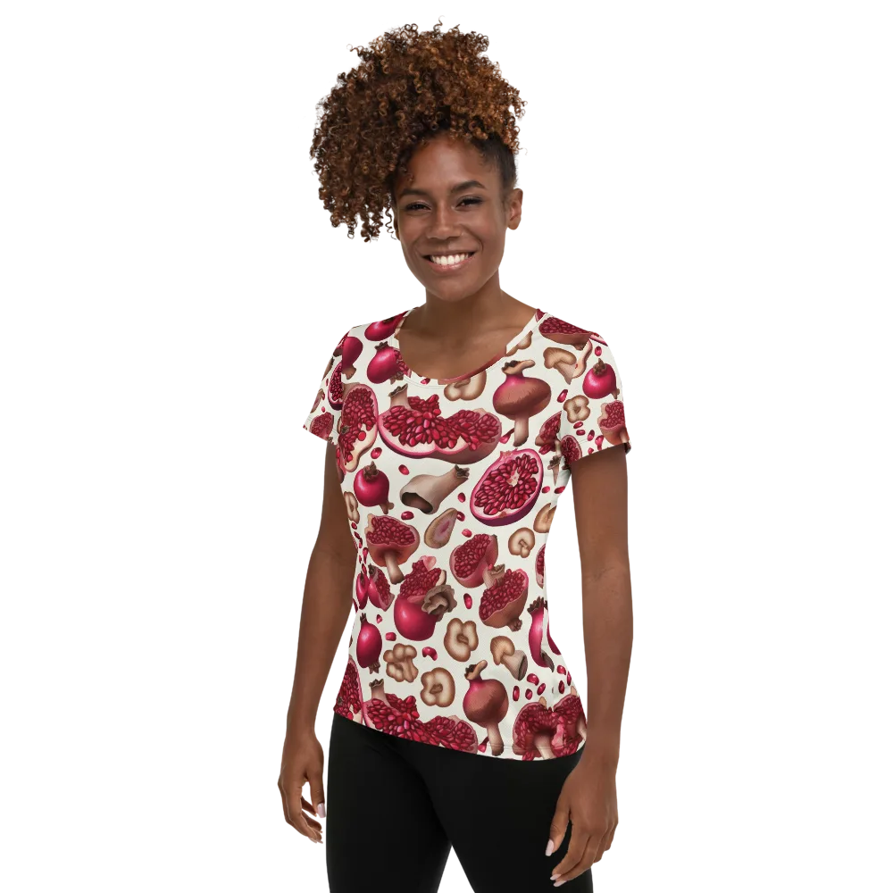 Mushroom Garnet on Women's Athletic T-Shirt — Left