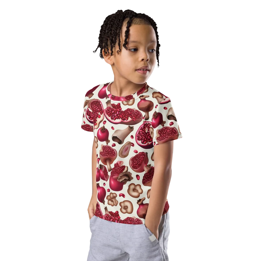Mushroom Garnet on Kids Crew Neck T-Shirt — Left Front