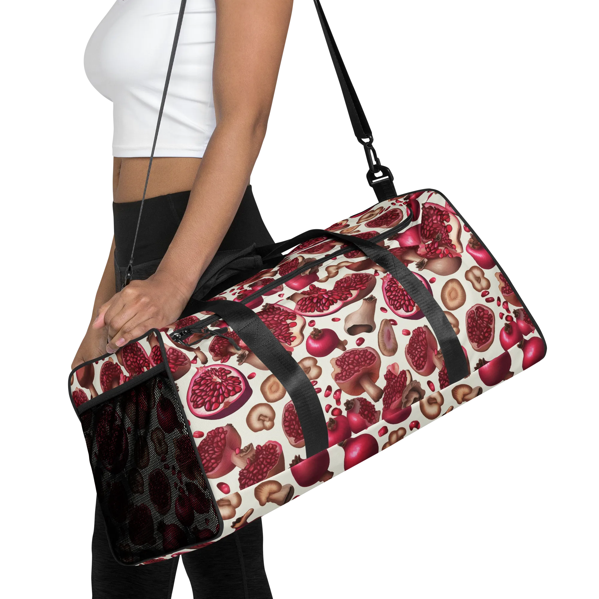 Mushroom Garnet on Duffle Bag — Front