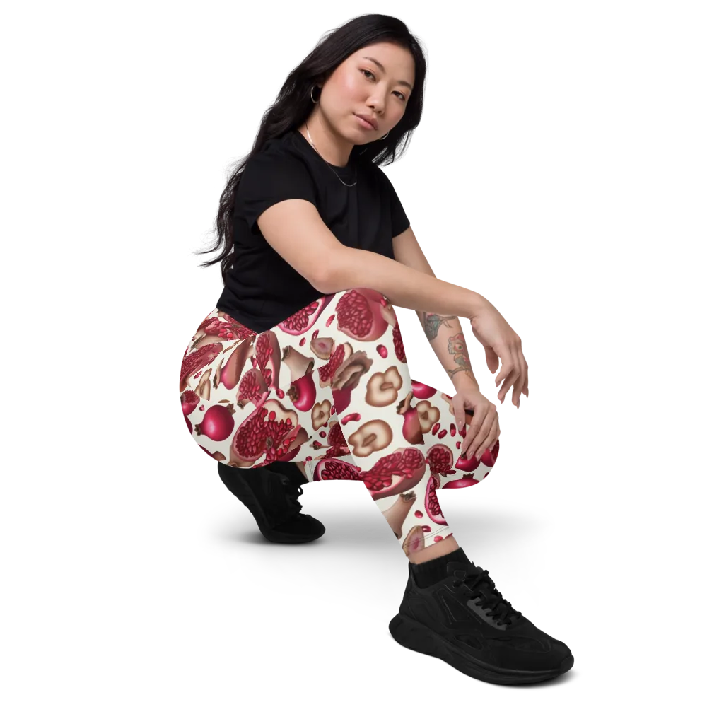 Mushroom Garnet on Leggings with Pockets — Right Front