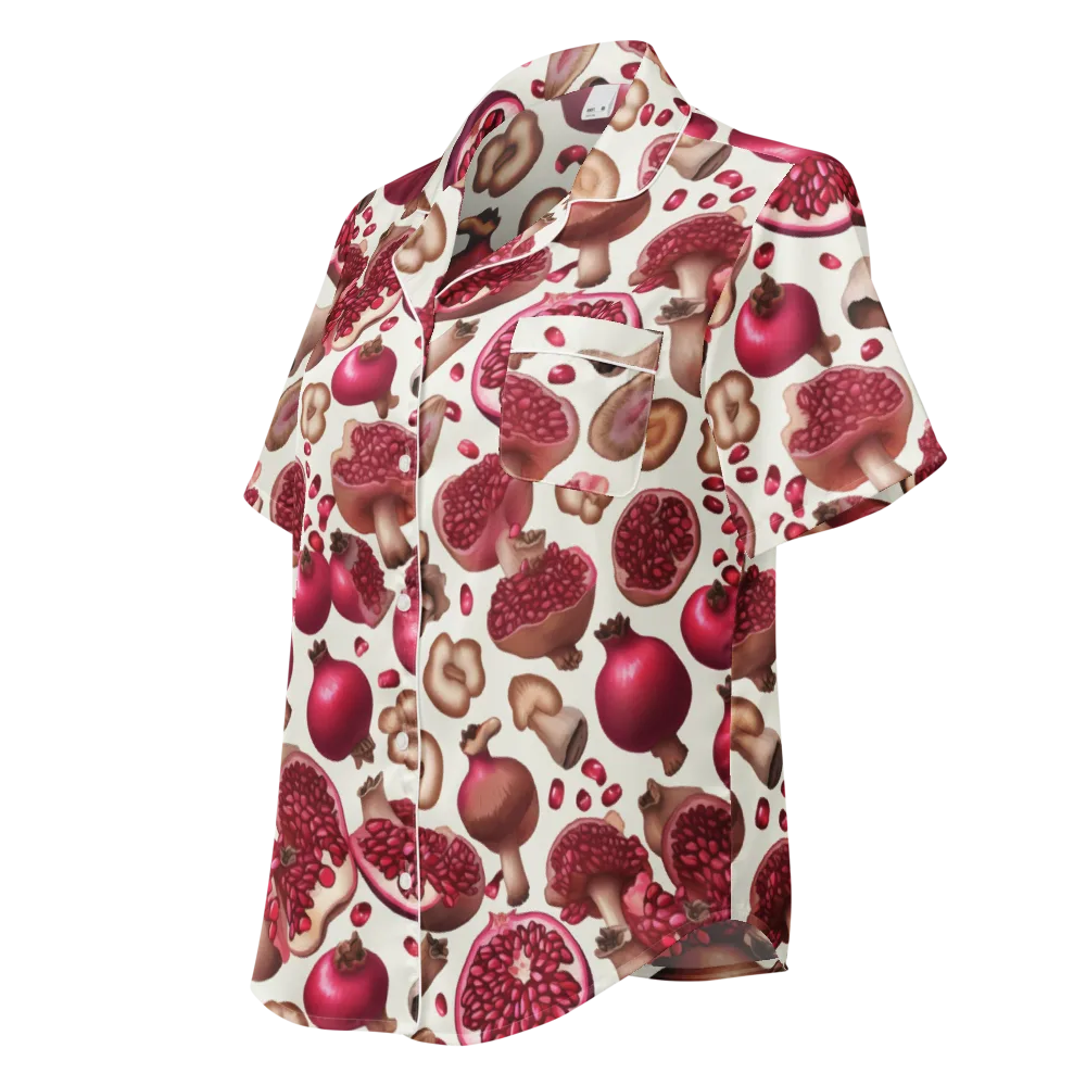 Mushroom Garnet on Women's Short Sleeve Pajama Top — Left Front