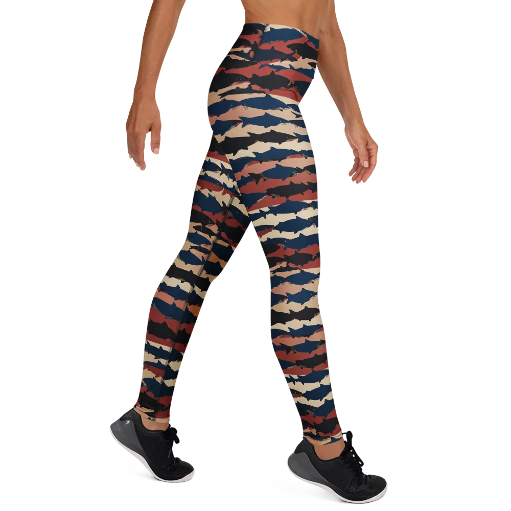 Midnight Run Fish on Yoga Leggings — Right