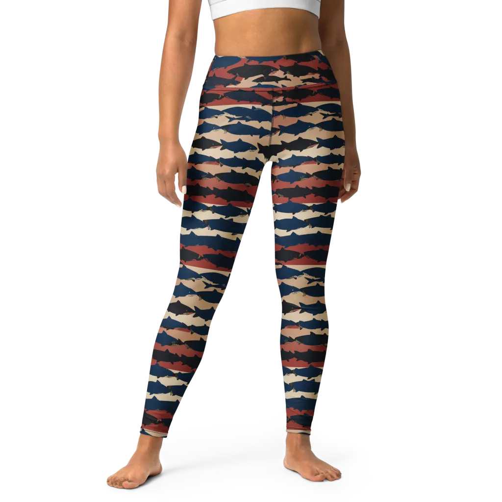 Midnight Run Fish on Yoga Leggings — Front