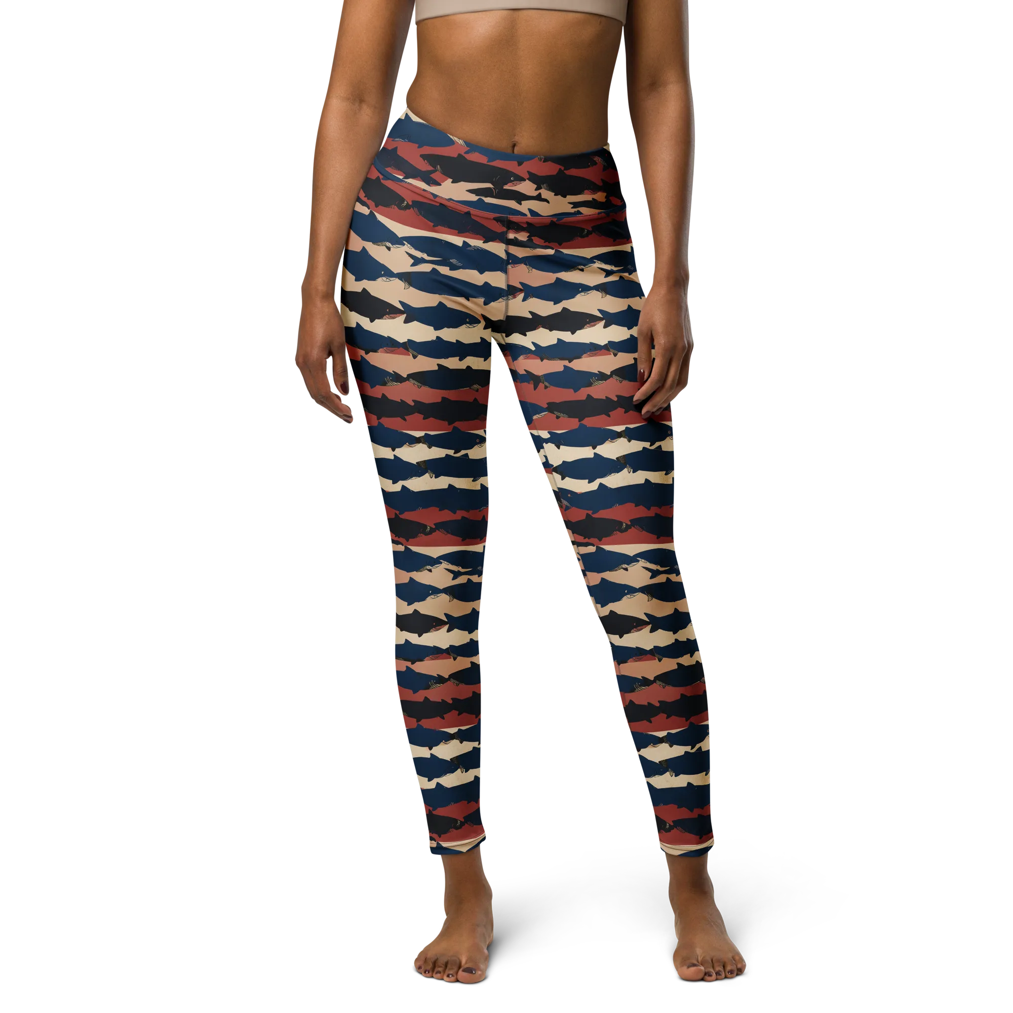 Midnight Run Fish on Yoga Leggings — Front