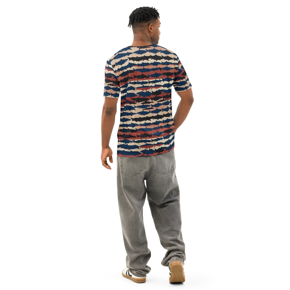 Midnight Run Fish on Men's Cotton Crew Neck T-Shirt — Back