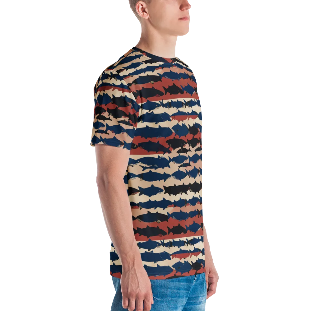Midnight Run Fish on Men's Crew Neck T-Shirt — Right