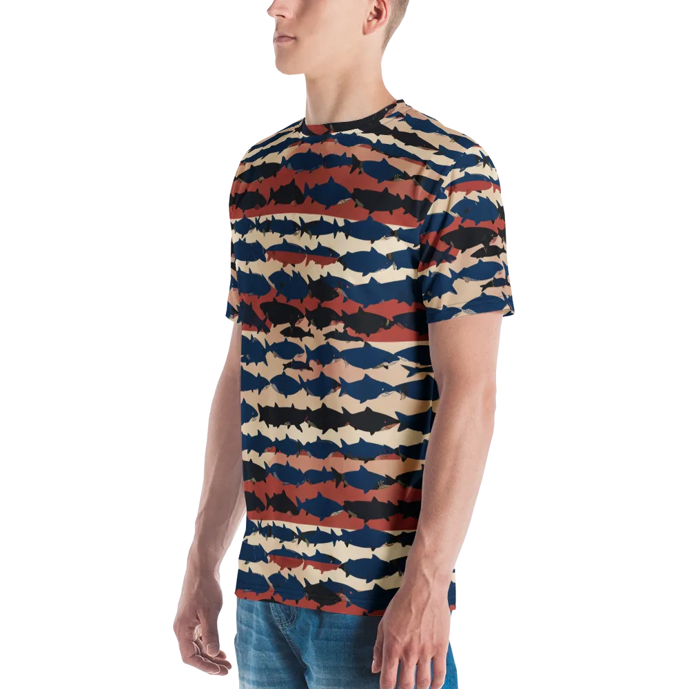 Midnight Run Fish on Men's Crew Neck T-Shirt — Left