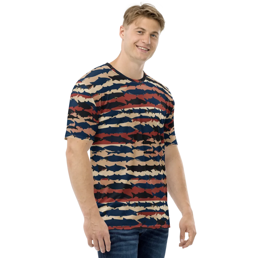 Midnight Run Fish on Men's Crew Neck T-Shirt — Right