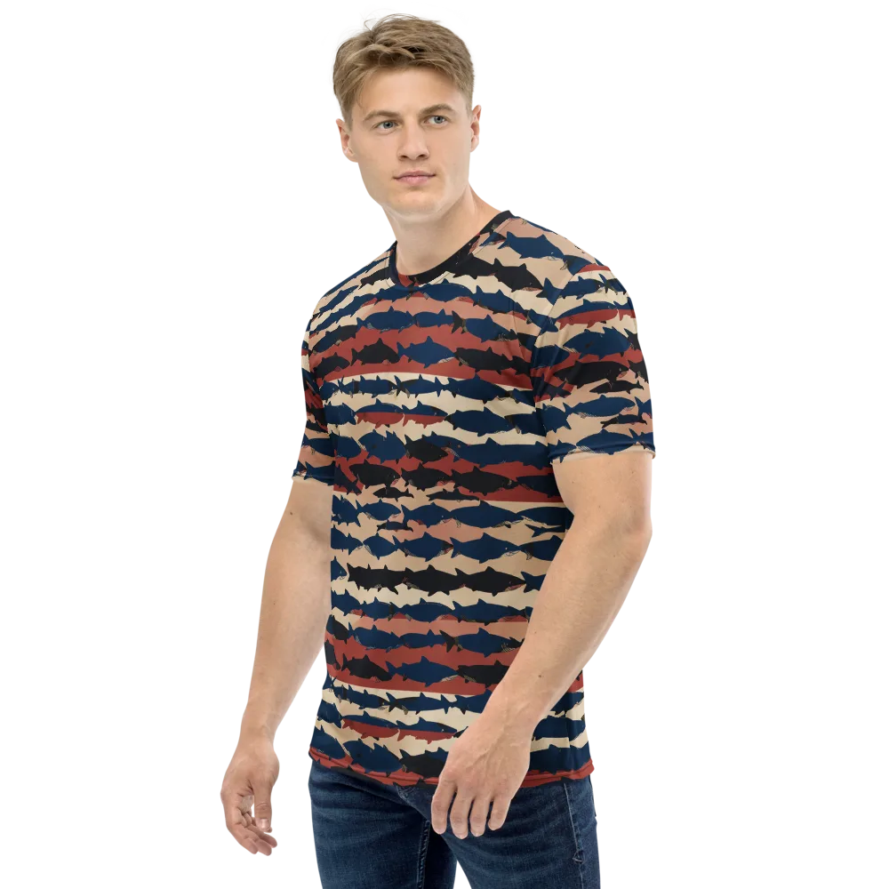 Midnight Run Fish on Men's Crew Neck T-Shirt — Left