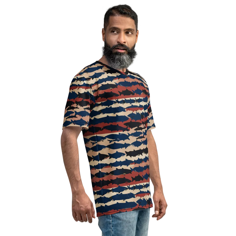 Midnight Run Fish on Men's Crew Neck T-Shirt — Right