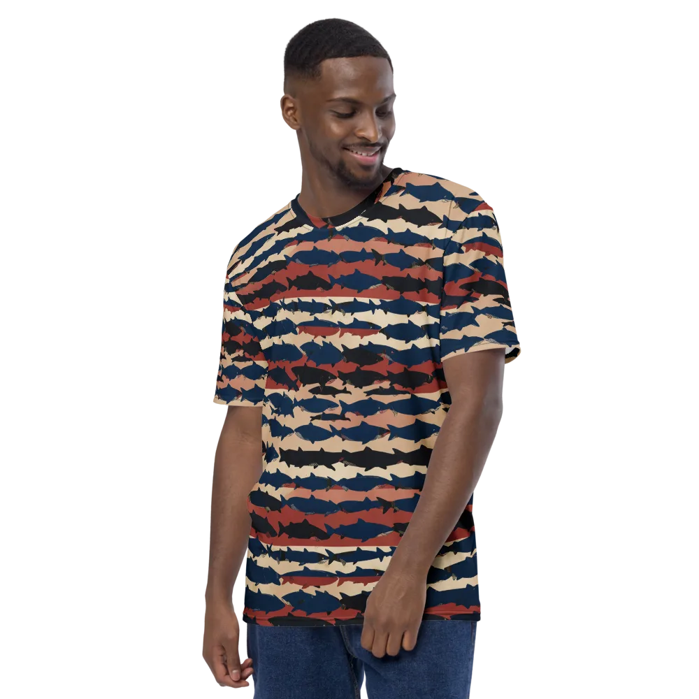 Midnight Run Fish on Men's Crew Neck T-Shirt — Left