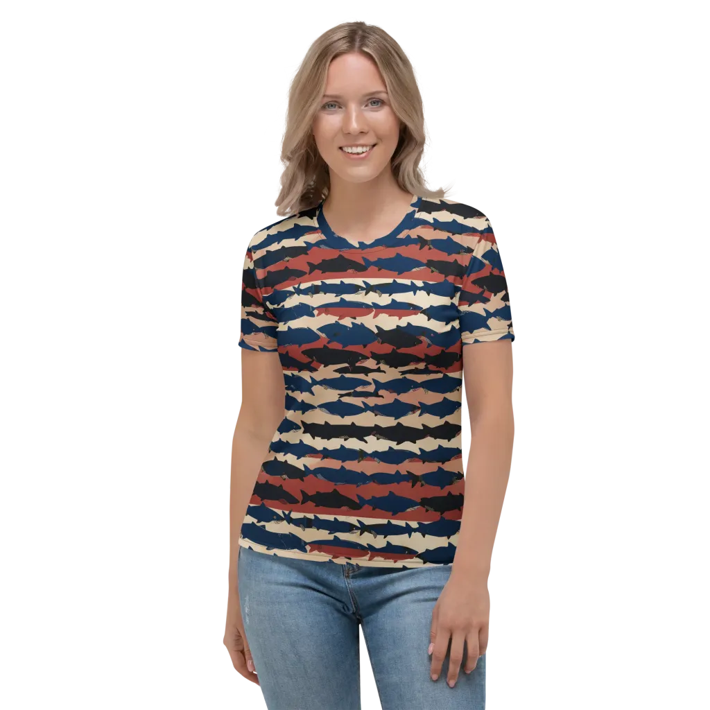 Midnight Run Fish on Women's Crew Neck T-Shirt — Front
