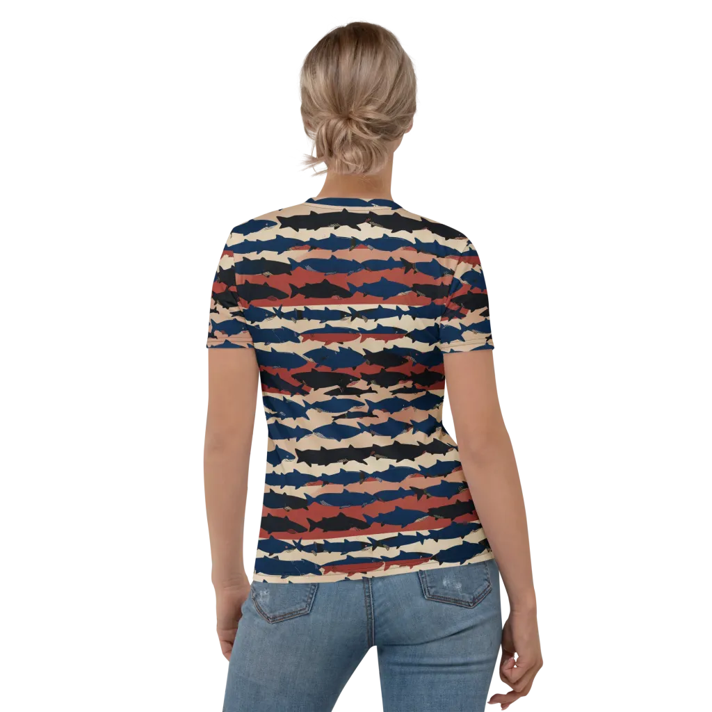 Midnight Run Fish on Women's Crew Neck T-Shirt — Back