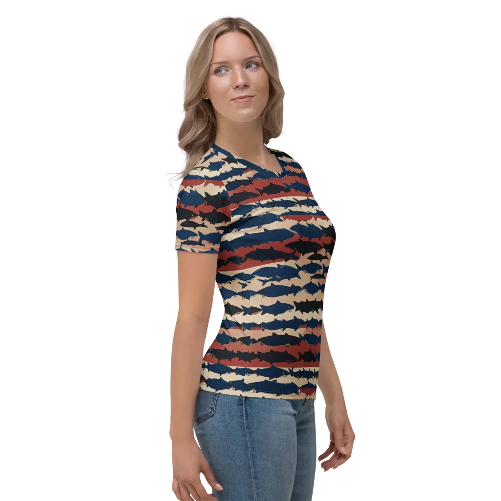 Midnight Run Fish on Women's Crew Neck T-Shirt — Right