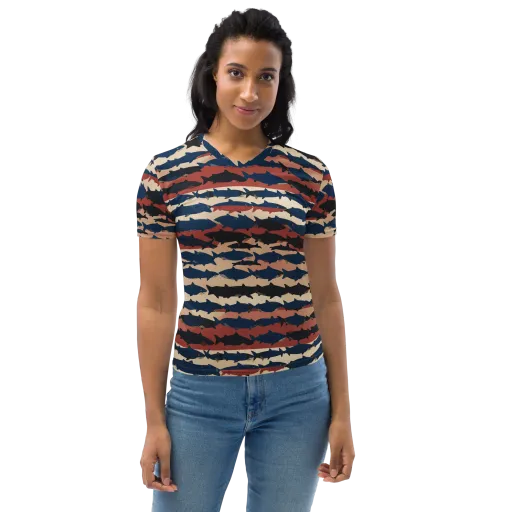 Midnight Run Fish on a Women's Crew Neck T-Shirt