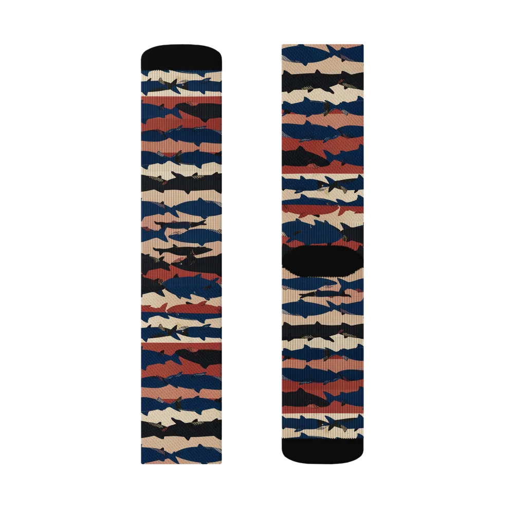 Midnight Run Fish on Socks — Left Sock