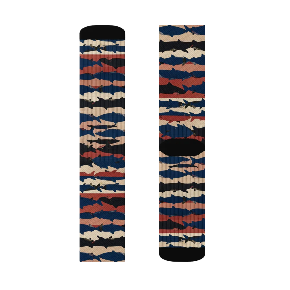 Midnight Run Fish on Socks — Right Sock