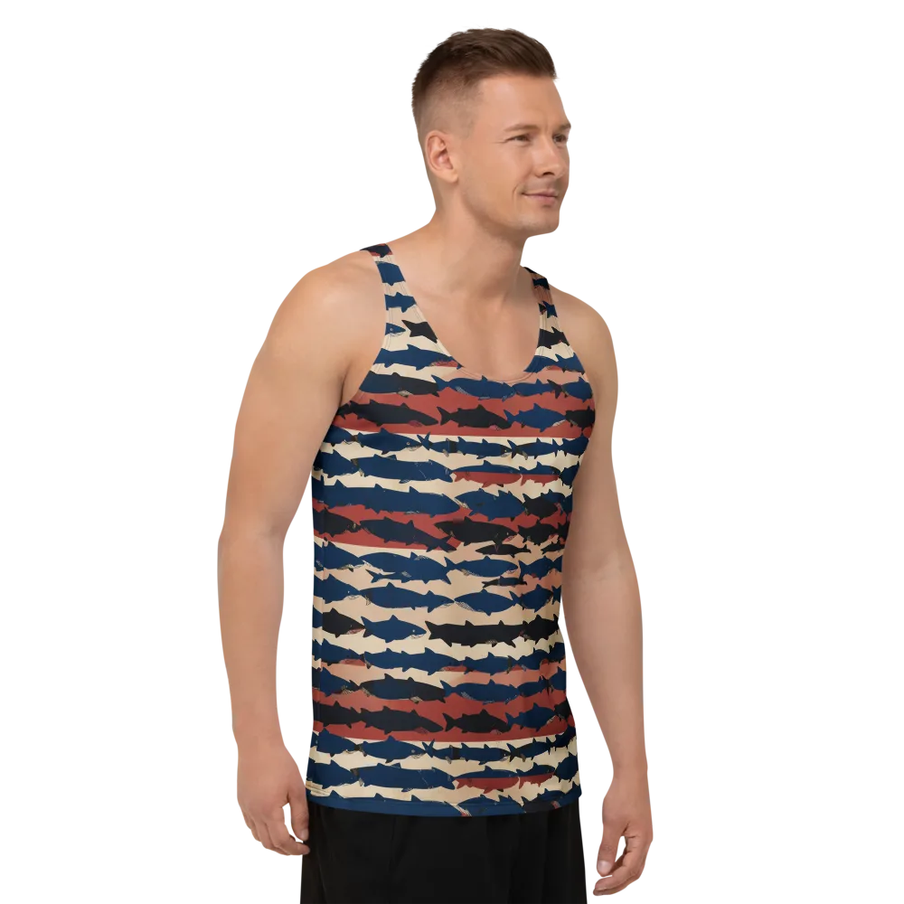 Midnight Run Fish on Men's Tank Top — Right Front