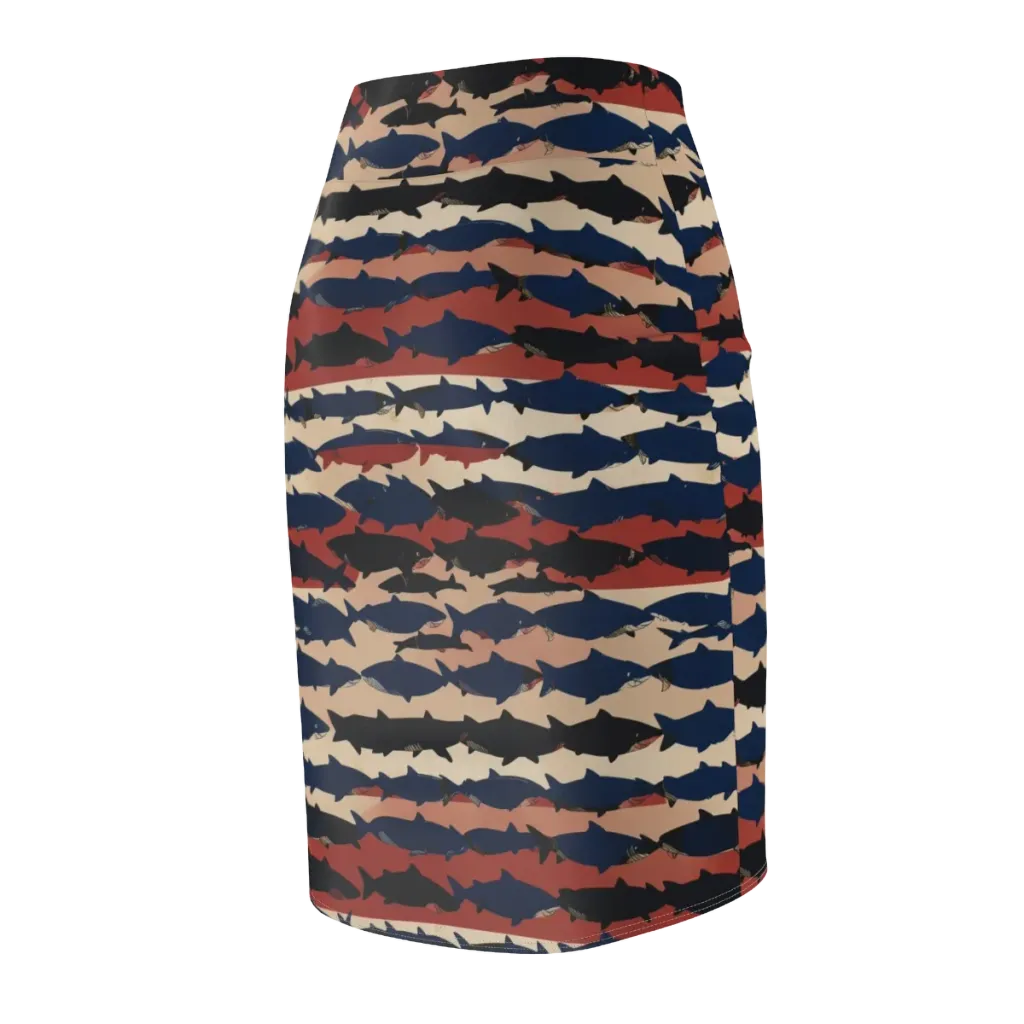 Midnight Run Fish on Pencil Skirt — Back Side